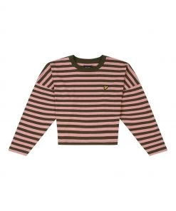 Lyle & Scott Charcoal Grey & Pink Long Sleeve Stripe T-Shirt