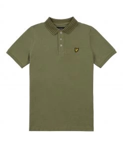 Lyle & Scott Green Striped Collar Polo Shirt