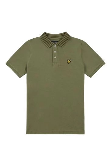 Lyle & Scott Green Striped Collar Polo Shirt 4 Lyle & Scott Green Striped Collar Polo Shirt - Image 4