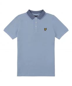 Lyle & Scott Blue Striped Collar Polo Shirt