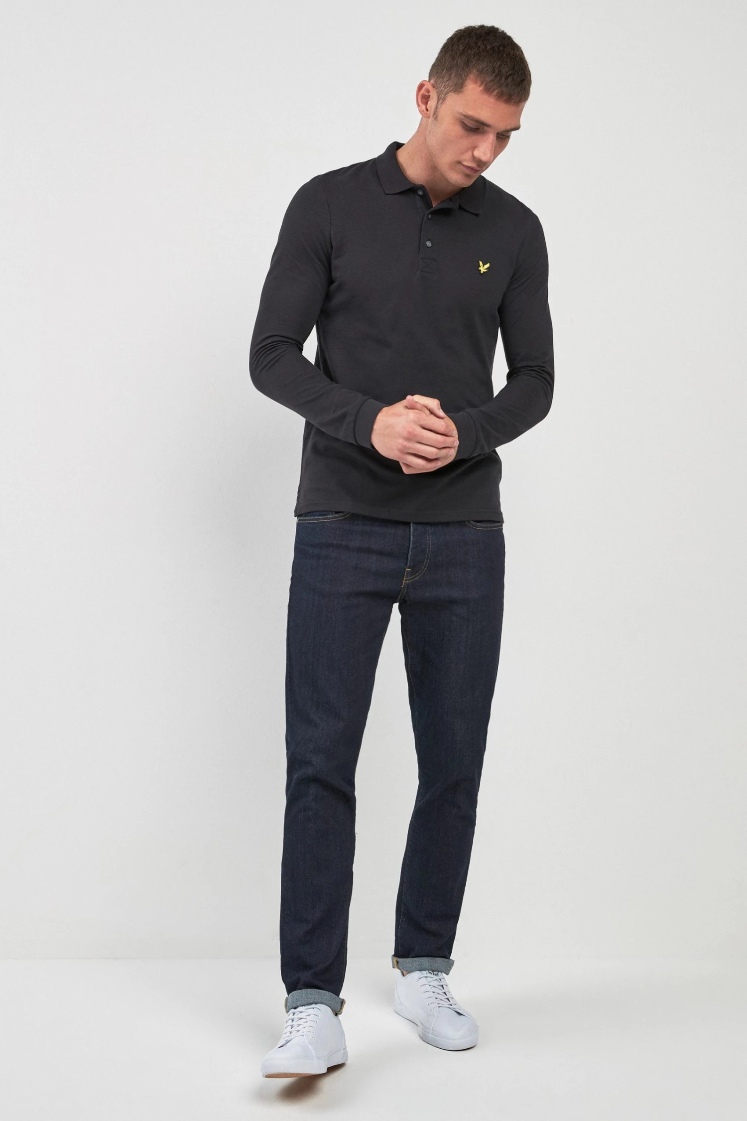 Lyle & Scott Long Sleeve Polo Shirt Navy 3 Lyle & Scott Long Sleeve Polo Shirt Navy - Image 3