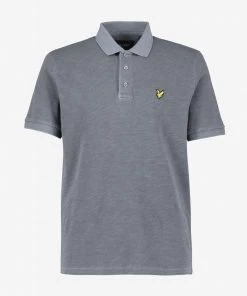 Lyle & Scott Navy Blue Garment Dye Slub Cotton Polo Shirt