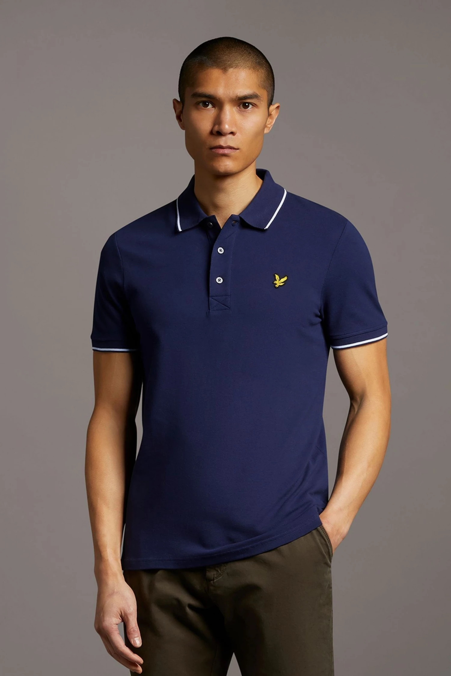 Lyle & Scott Plus Size Tipped Polo Shirt Navy 1 Lyle & Scott Plus Size Tipped Polo Shirt Navy