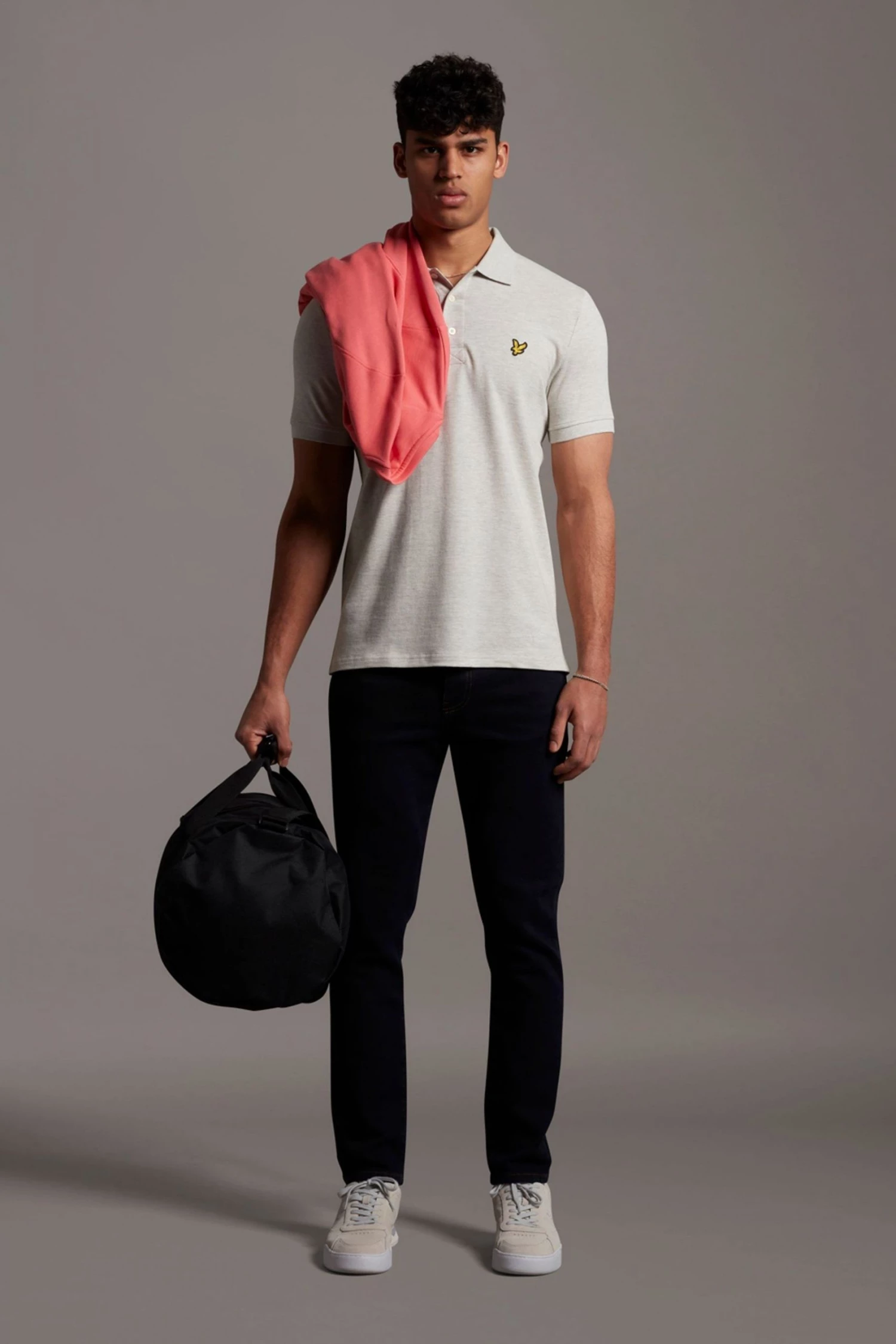 Lyle & Scott Light Grey Marl Plain Polo Shirt 3 Lyle & Scott Light Grey Marl Plain Polo Shirt - Image 3