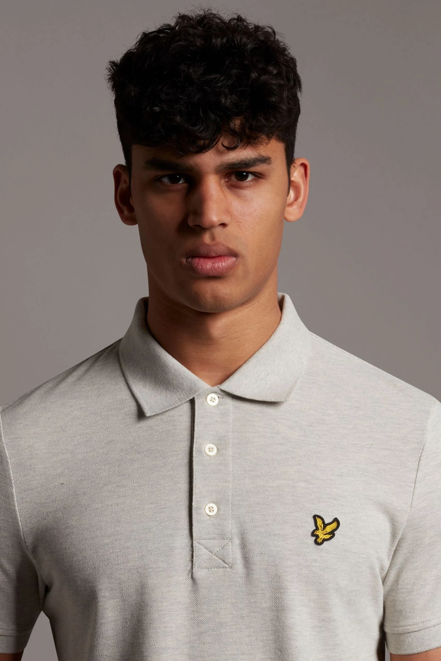 Lyle & Scott Light Grey Marl Plain Polo Shirt 4 Lyle & Scott Light Grey Marl Plain Polo Shirt - Image 4