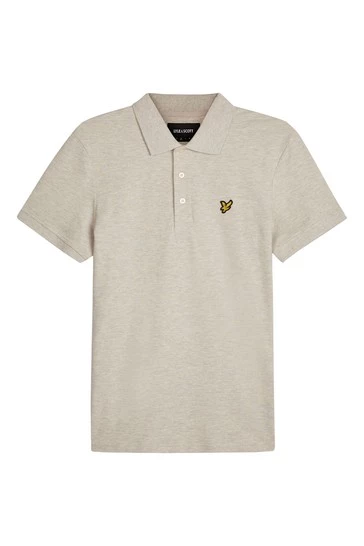 Lyle & Scott Light Grey Marl Plain Polo Shirt 6 Lyle & Scott Light Grey Marl Plain Polo Shirt - Image 6