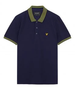 Lyle & Scott Navy Blue Striped Collar Polo Shirt