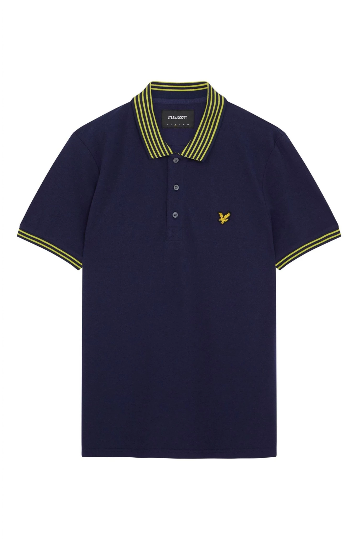 Lyle & Scott Navy Blue Striped Collar Polo Shirt 1 Lyle & Scott Navy Blue Striped Collar Polo Shirt