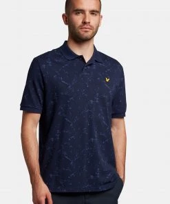 Lyle & Scott Mens Navy Blue Splatter Print Polo Shirt