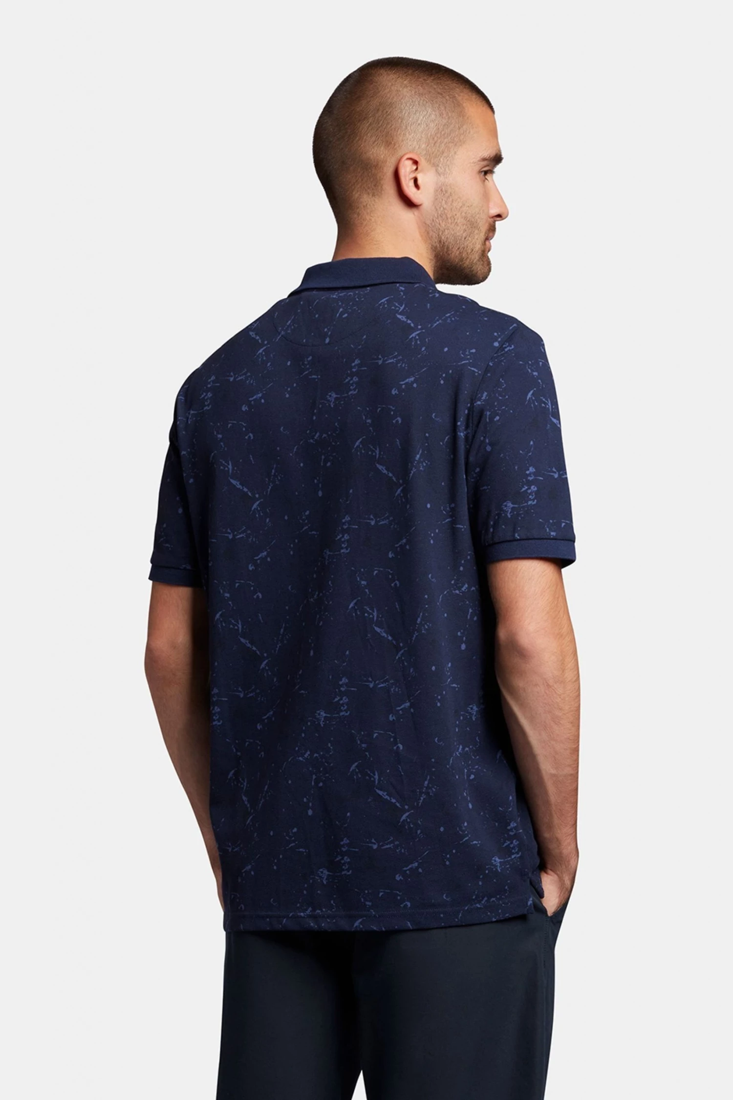 Lyle & Scott Mens Navy Blue Splatter Print Polo Shirt 2 Lyle & Scott Mens Navy Blue Splatter Print Polo Shirt - Image 2