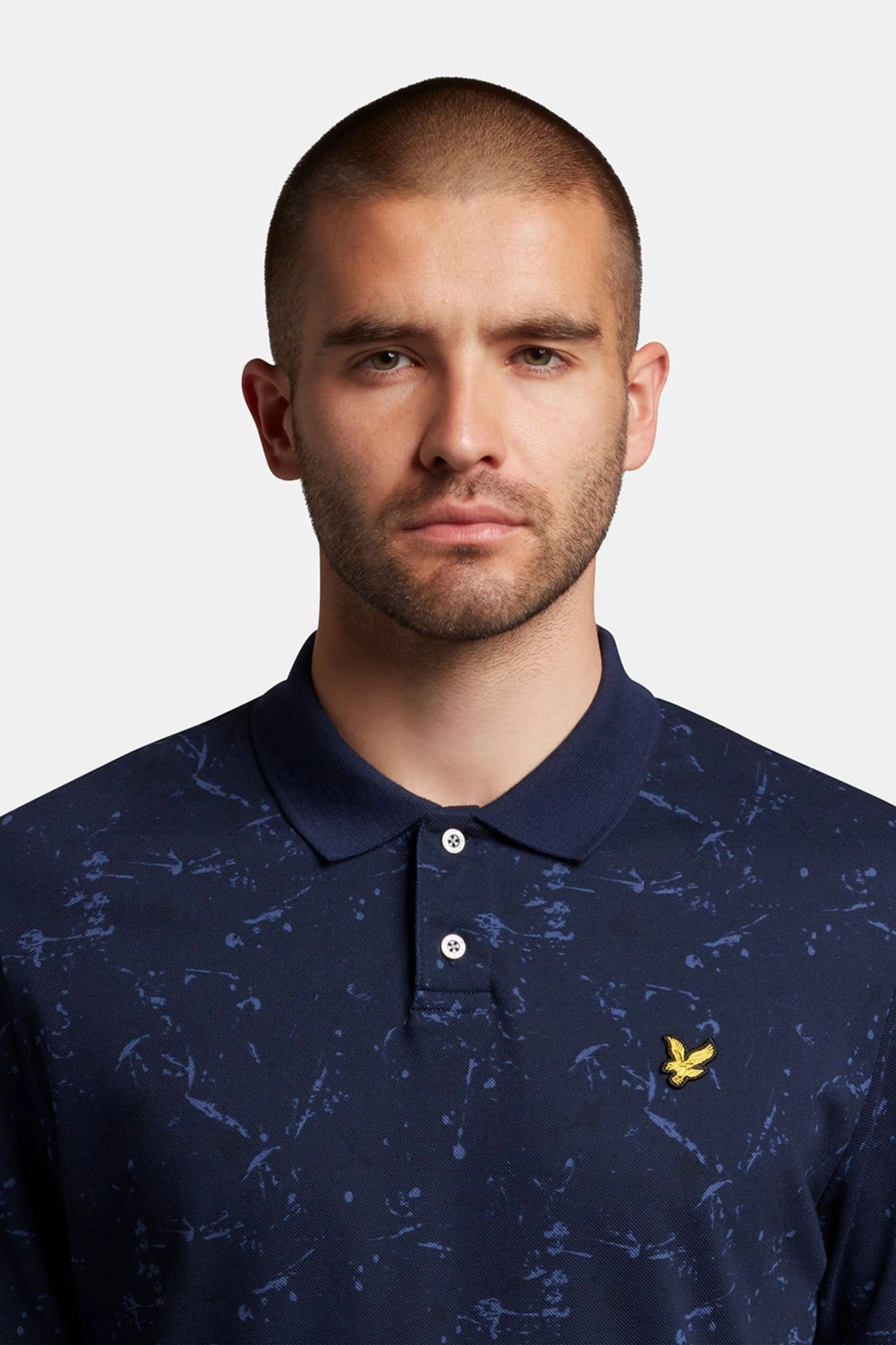 Lyle & Scott Mens Navy Blue Splatter Print Polo Shirt 4 Lyle & Scott Mens Navy Blue Splatter Print Polo Shirt - Image 4