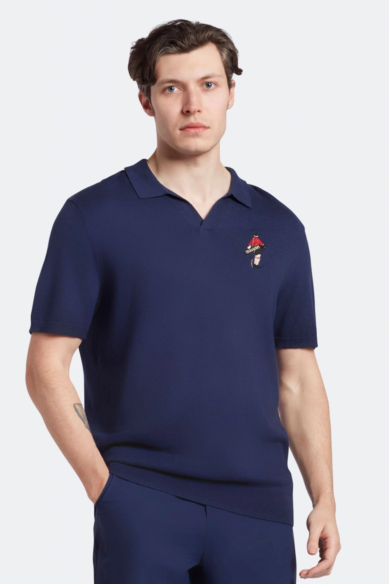 Lyle & Scott Navy Blue Golf Player Knitted Polo Shirt 1 Lyle & Scott Navy Blue Golf Player Knitted Polo Shirt