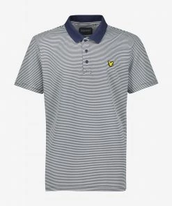 Lyle & Scott Navy Blue Golf Microstripe Polo Shirt
