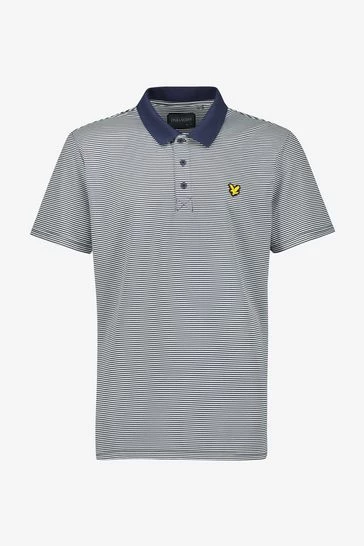 Lyle & Scott Navy Blue Golf Microstripe Polo Shirt 2 Lyle & Scott Navy Blue Golf Microstripe Polo Shirt - Image 2