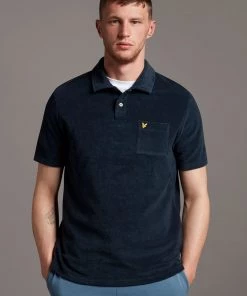 Lyle & Scott Blue Bouclé Polo Shirt