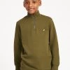 Lyle & Scott Green 1/4 Zip Funnel Neck Hoodie