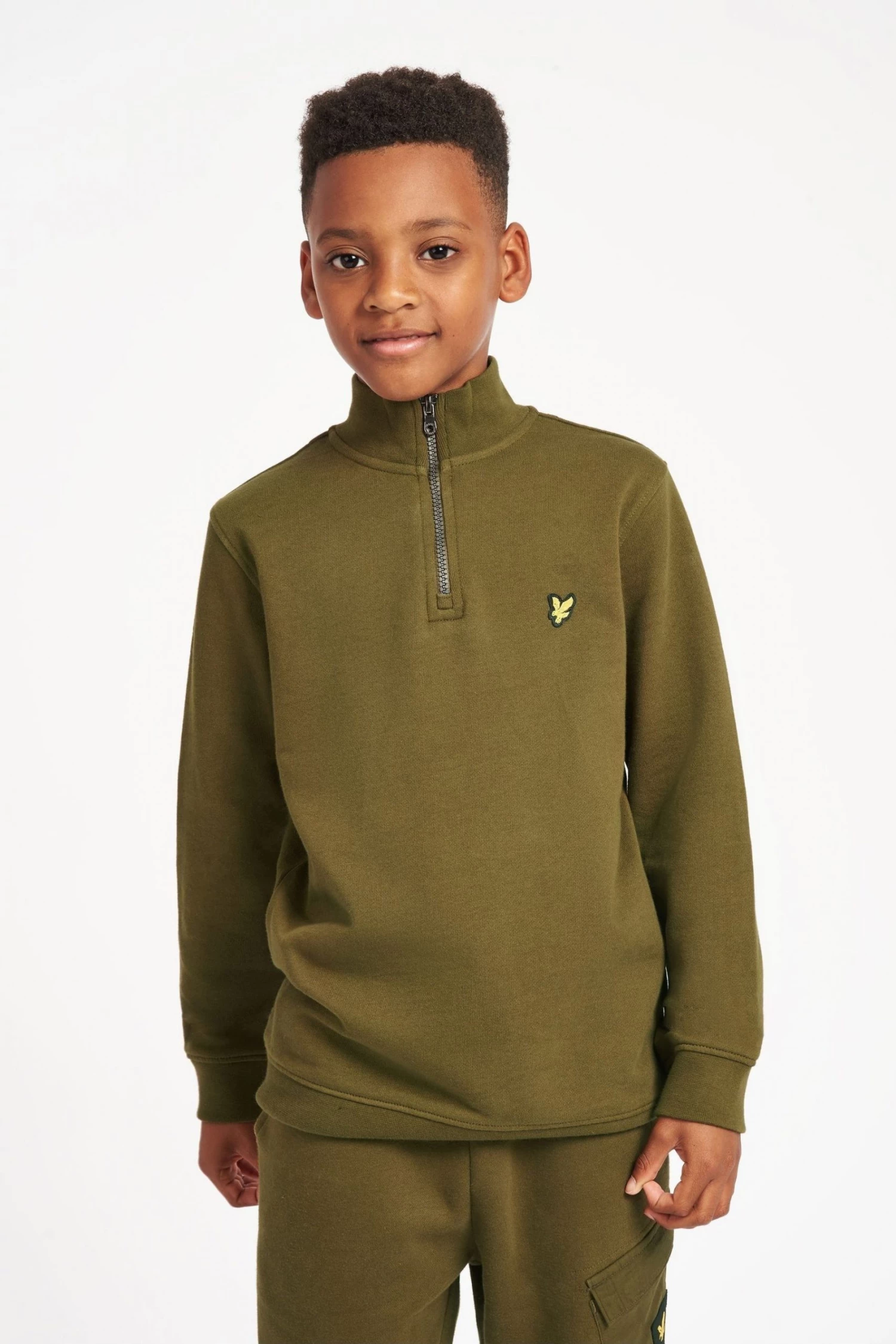 Lyle & Scott Green 1/4 Zip Funnel Neck Hoodie 1 Lyle & Scott Green 1/4 Zip Funnel Neck Hoodie