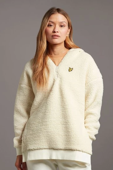Lyle & Scott White Fleece Hoodie 5 Lyle & Scott White Fleece Hoodie - Image 5