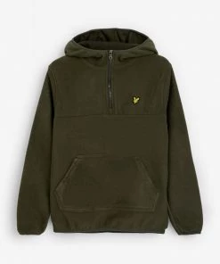 Lyle & Scott Green 1/4 Zip Micro Fleece Hoodie