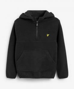 Lyle & Scott Black 1/4 Zip Micro Fleece Hoodie -Lyle & Scott Outlet | Sale unnamed file 931