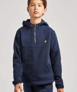 Lyle & Scott Blue 1/4 Zip Micro Fleece Hoodie