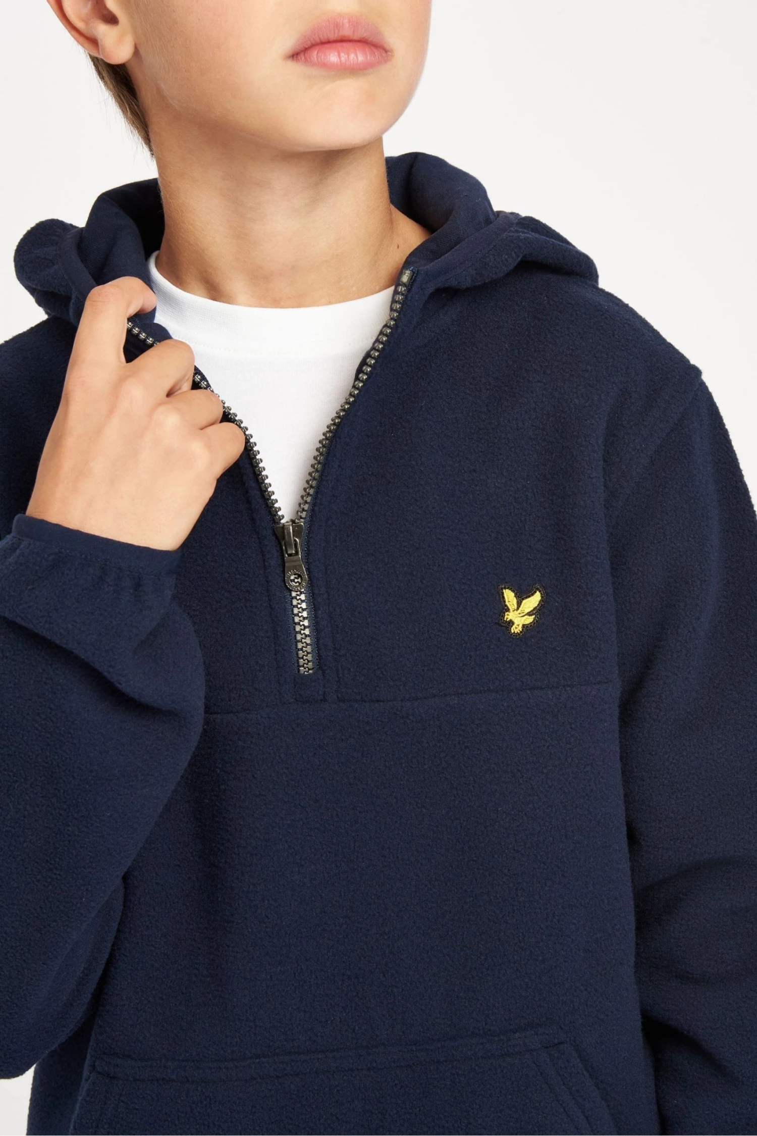 Lyle & Scott Blue 1/4 Zip Micro Fleece Hoodie 3 Lyle & Scott Blue 1/4 Zip Micro Fleece Hoodie - Image 3